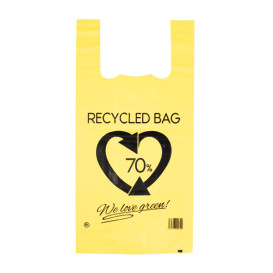 Plastic Hemddraagtassen 70% Gerecycled Geel 42x53cm 50µm (1.000 stuks)