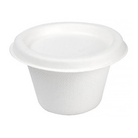 Couvercle Pot Canne à Sucre Bagasse Blanc 120ml (50 Utés)