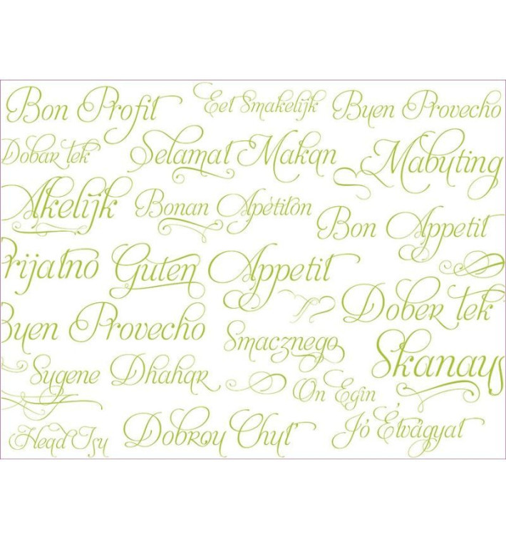Placemat van Papier Pistachio "Buen Provecho" 30x40cm 40g/m² (1.000 Stuks) Placemat van Papier Pistachio "Buen Provecho" 30x40cm 40g/m² (1.000 Stuks)
