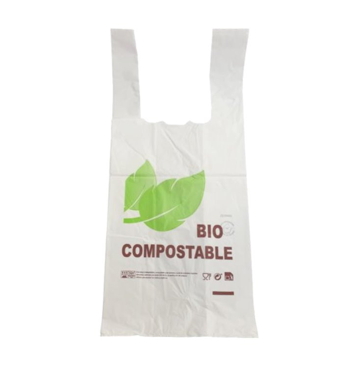 Sac à Bretelles 100% Compostable 48x60cm 25µm (100 Utés) Sac à Bretelles 100% Compostable 48x60cm 25µm (100 Utés)