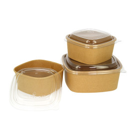 Vierkante Kraftpapier Container 500ml 13x13x5,6cm (300 Stuks)