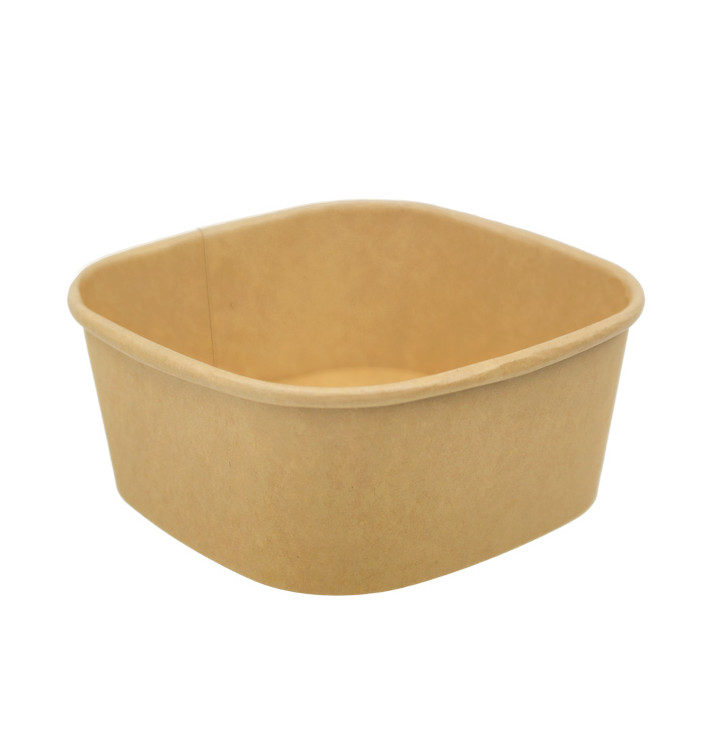 Pot Carré en Carton Kraft 500ml 13x13x5,6cm (300 Utés) Pot Carré en Carton Kraft 500ml 13x13x5,6cm (300 Utés)