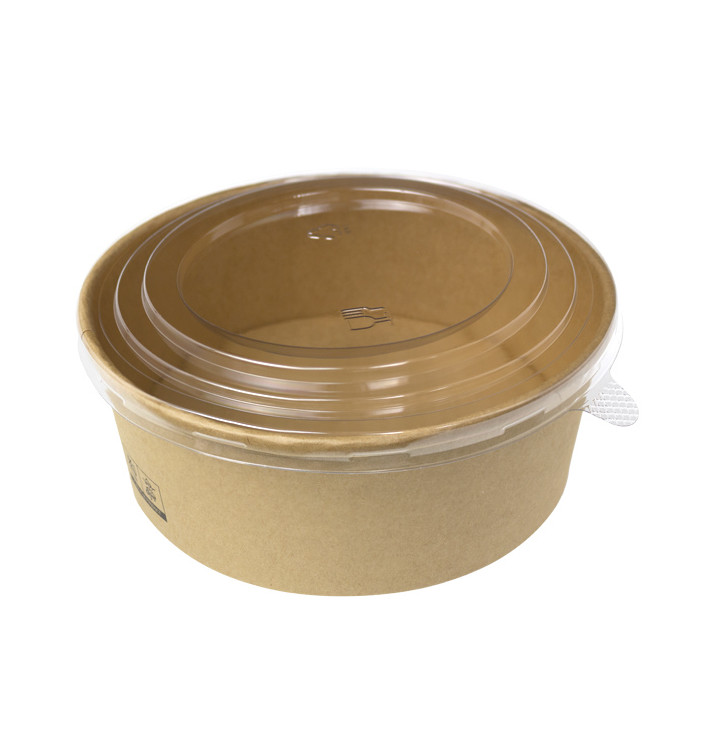 Pot en Carton Kraft-Kraft avec Couvercle PP 1000ml (100 Utés) Pot en Carton Kraft-Kraft avec Couvercle PP 1000ml (100 Utés)
