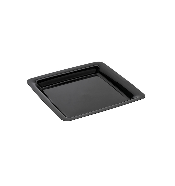 Assiette carrée Plastique dur Noir 18x18 cm (20 Utés) Assiette carrée Plastique dur Noir 18x18 cm (20 Utés)