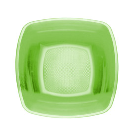 Plastic bord Diep limoengroen Vierkant PP 18 cm (25 stuks) 
