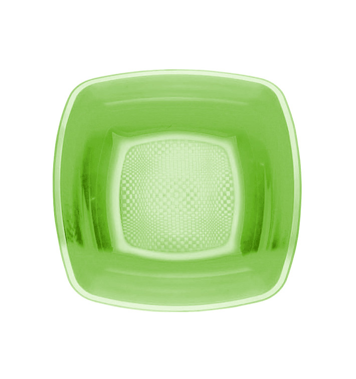 Assiette Plastique Réutilisable Creuse Vert citron PP 180mm (25 Utés)