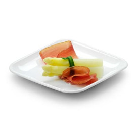Plastic PS proefschotel wit 6x6x1 cm (50 stuks) 