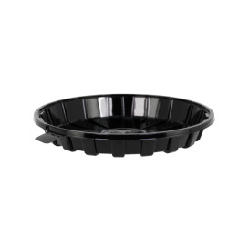 Plastic Cakeplak Container APET Zwart Ø16cm (10 Stuks)