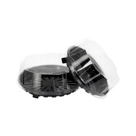 Plastic Cakeplak Container APET Zwart Ø16cm (10 Stuks)