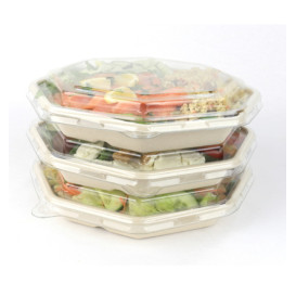 Octogonale Suikerrietcontainer met Deksel 830 ml 23x23cm (90 stuks)