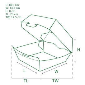 Boîte à Hamburgueur Kraft Géant 23x17,5x8cm (175 Utés)