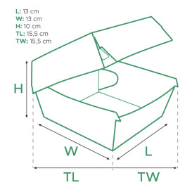 Boîte à Hamburgeur Carton Kraft 15,5x15,5x10cm (200 Utés)