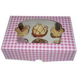 Papieren Cake vorm zak 6 Slots roze 24,3x16,5x7,5cm (100 stuks)