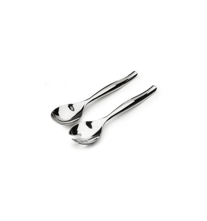 Plastic lepel en vork PS Saladezilver Plastic lepel en vork PS Saladezilver