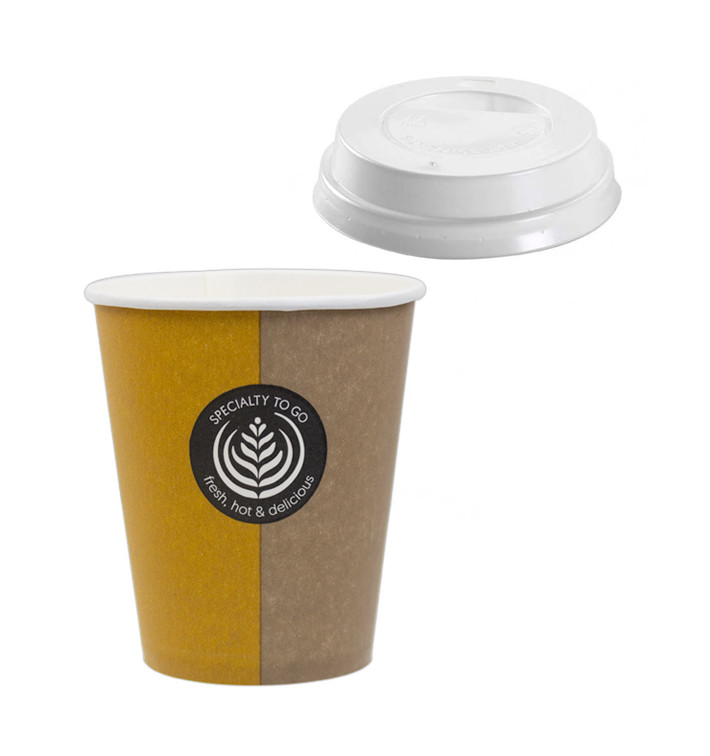 Papieren beker "Specialten" 6 Oz/180ml + Deksel Ø7,0cm (1000 stuks) Papieren beker "Specialten" 6 Oz/180ml + Deksel Ø7,0cm (1000 stuks)