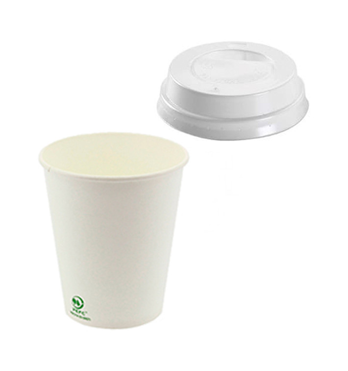 Papieren beker 6 Oz/180ml + Deksel met gat Ø7,0cm (1000 stuks) Papieren beker 6 Oz/180ml + Deksel met gat Ø7,0cm (1000 stuks)