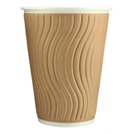 Papieren beker ribbel wand kraft 12 Oz/360ml Ø9,0cm (740 stuks)