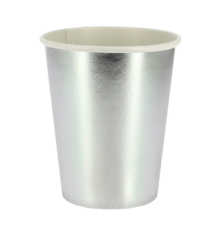 Papieren beker zilver 9Oz/240ml "Party" (10 stuks) Papieren beker zilver 9Oz/240ml "Party" (10 stuks)