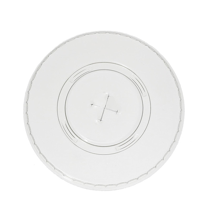 Plastic platte Deksel met kruis PET kristal Ø7,8cm (50 stuks) Plastic platte Deksel met kruis PET kristal Ø7,8cm (50 stuks)