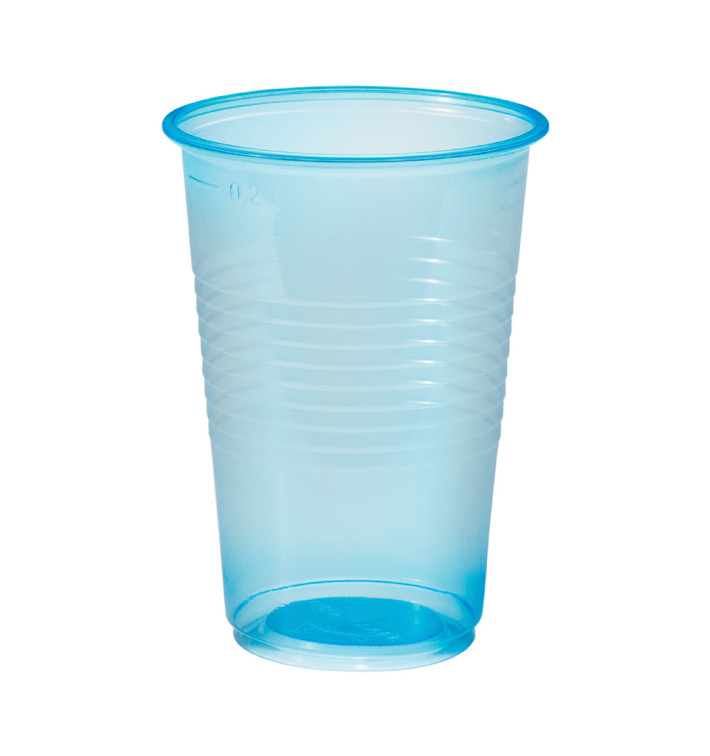 Plastic PP beker blauw transparant 230ml (3000 stuks) Plastic PP beker blauw transparant 230ml (3000 stuks)