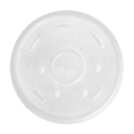 Plastic PS Deksel met rietsleuf Ø8,9cm voor Schuim beker (1000 stuks)