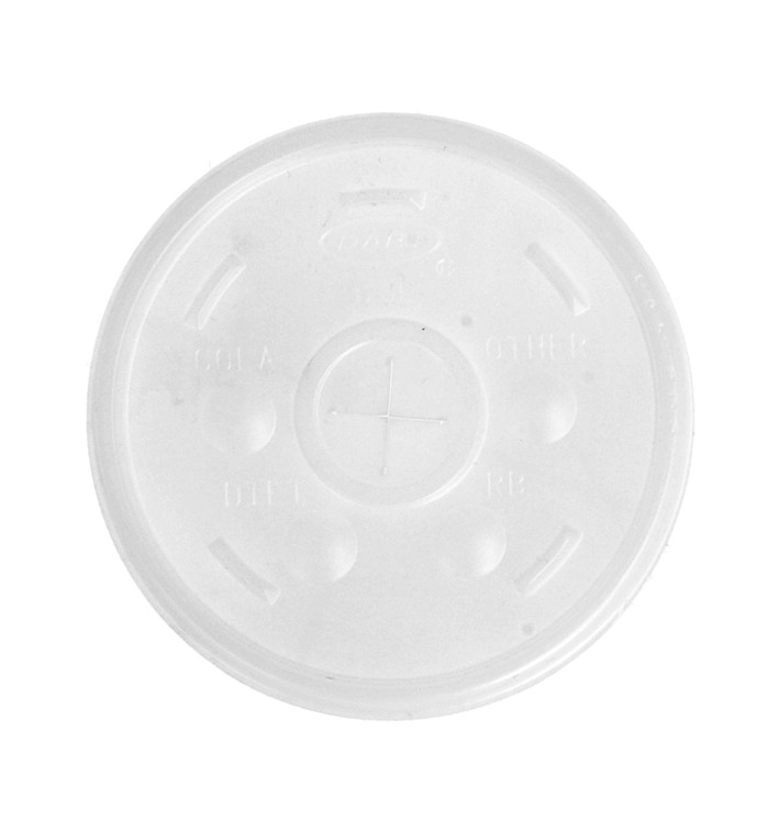 Plastic PS Deksel met rietsleuf Ø8,9cm voor Schuim beker (1000 stuks)