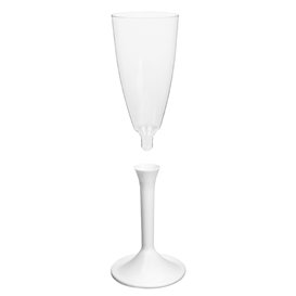 Flûte Champagne Plastique Pied Blanc 120ml 2P (20 Utés)