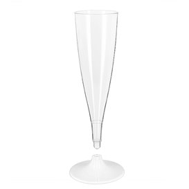 Flûte Champagne Plastique PS Réutilisable Pied Blanc 140ml 2P (6 Utés)