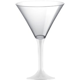 Flûte Plastique Cocktail Pied Blanc 185ml 2P (20 Utés)
