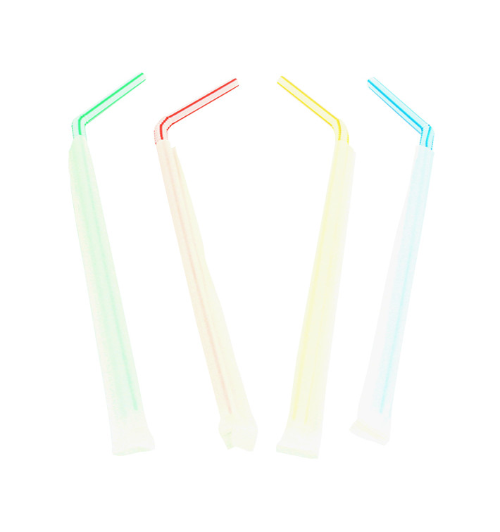 100 Pcs Emballé individuellement Coloré Jetable Extra Long Flexible  Flexible En Plastique Pailles à Boire. (0,23'' de diamètre et 10,2 » de  long)