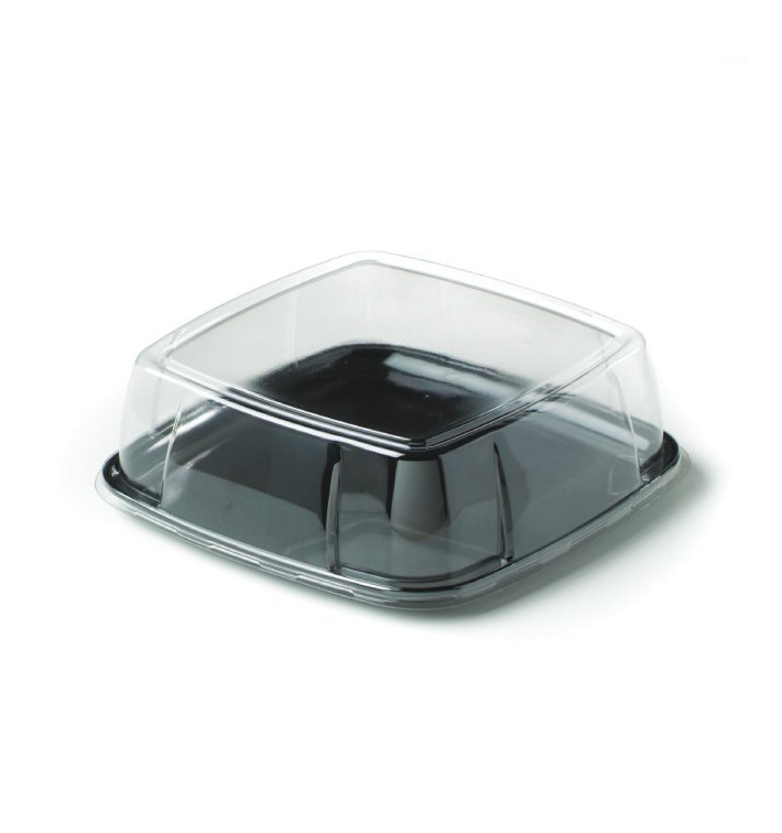 Plateau carré en plastique dur Noir avec Couvercle 40x40cm (5 Utés) Plateau carré en plastique dur Noir avec Couvercle 40x40cm (5 Utés)