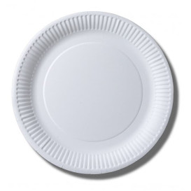Assiette en Papier Biocoated Blanc Ø23cm (100 Unités)