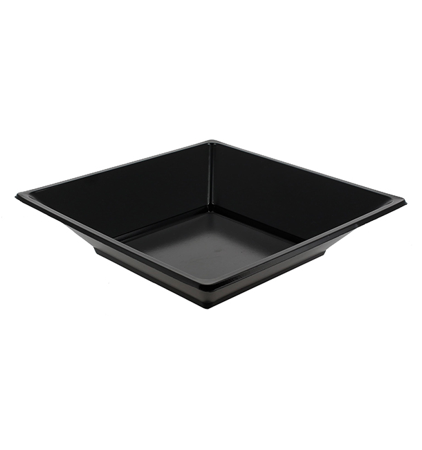 Plastic bord Diep Vierkant zwart 17 cm (25 stuks) 
