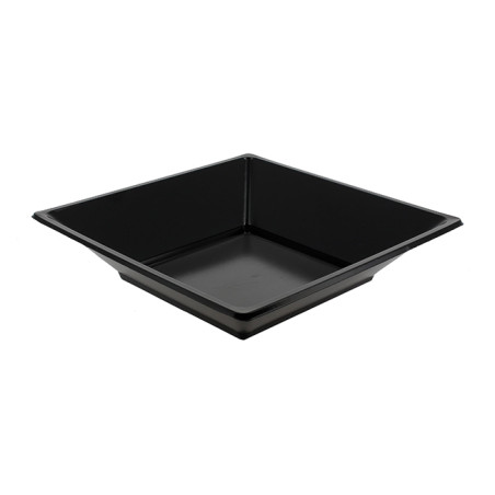 Assiette Plastique Carrée Creuse Noire 170mm (25 Utés)