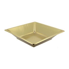 Plastic bord Diep Vierkant goud 18 cm (5 stuks) 