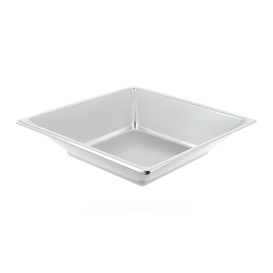 Assiette Plastique Carrée Creuse Argenté 180mm (5 Utés)