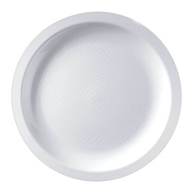 Assiette Plastique Réutilisable Plate Blanc PP Ø185mm (50 Utés)