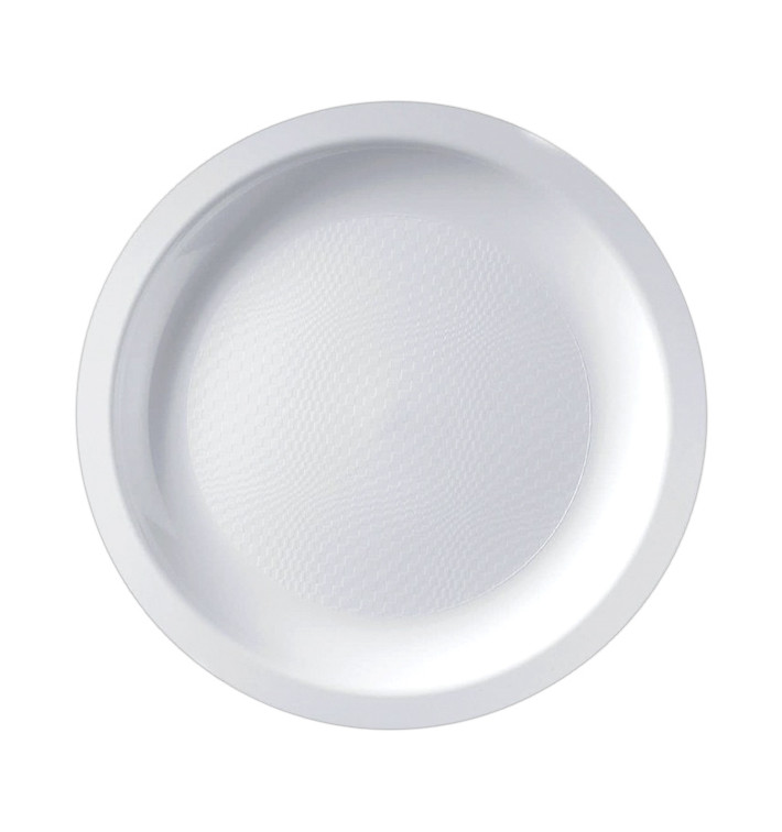 Assiette Dure Réutilisable Plate Blanc PP Ø18,5cm (600 Utés)