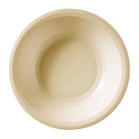 Assiette Plastique Réutilisable Creuse Crème PP Ø195mm (50 Utés)