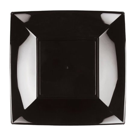 Herbruikbare harde bord Diep zwart "Nice" PP 18 cm (300 stuks)