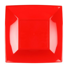 Plastic bord Plat rood "Nice" PP 18 cm (25 stuks) 