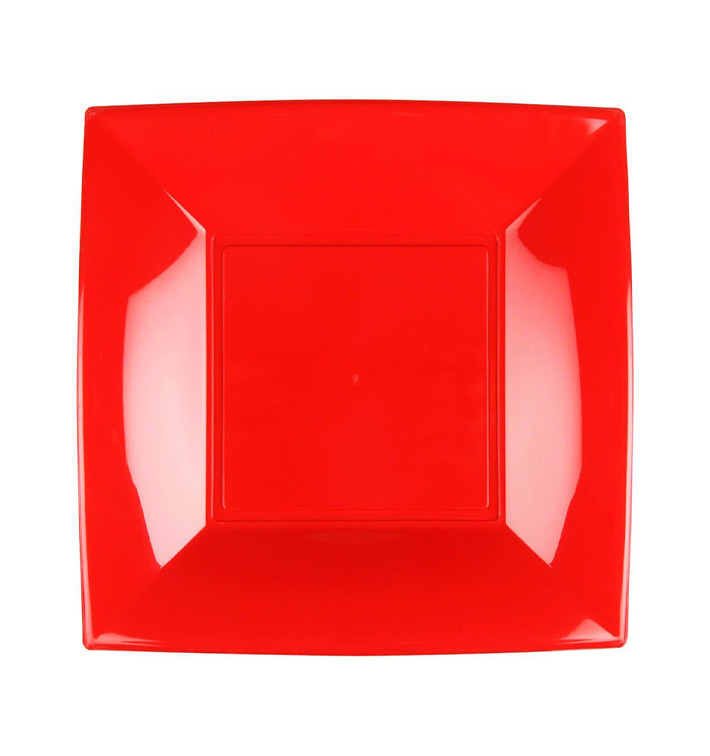 Plastic bord Plat rood "Nice" PP 18 cm (300 stuks) Plastic bord Plat rood "Nice" PP 18 cm (300 stuks)