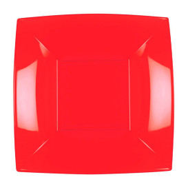 Assiette Plastique Réutilisable Creuse Rouge PP 180mm (25 Utés)