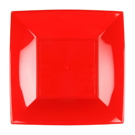 Assiette Plastique Réutilisable Plate Rouge PP 230mm (300 Utés)