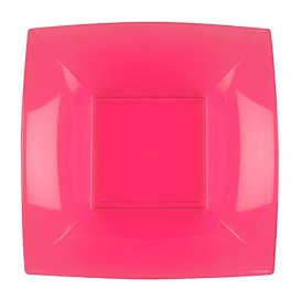 Assiette Plastique Réutilisable Creuse Fuchsia PP 180mm (25 Utés)