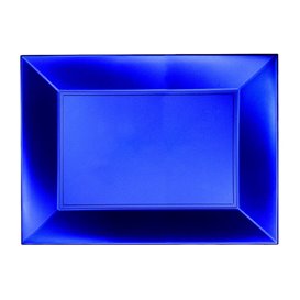 Plastic dienblad microgolfbaar blauw "Nice" 28x19cm (12 stuks) 