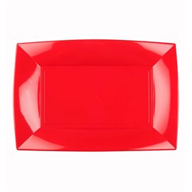 Plastic dienblad microgolfbaar rood "Nice" 28x19cm (12 stuks) 