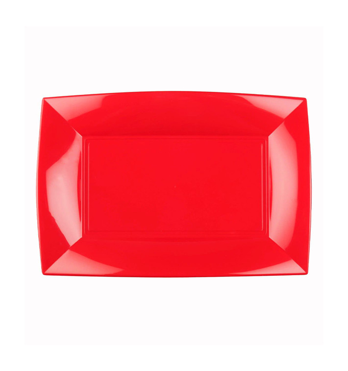 Plateau Plastique Rouge Nice PP 280x190mm (12 Utés)