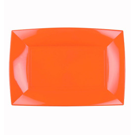 Plastic dienblad microgolfbaar oranje "Nice" 28x19cm (12 stuks) 