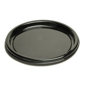 Plateau en Plastique Rond Noir 30 cm (10 Utés)